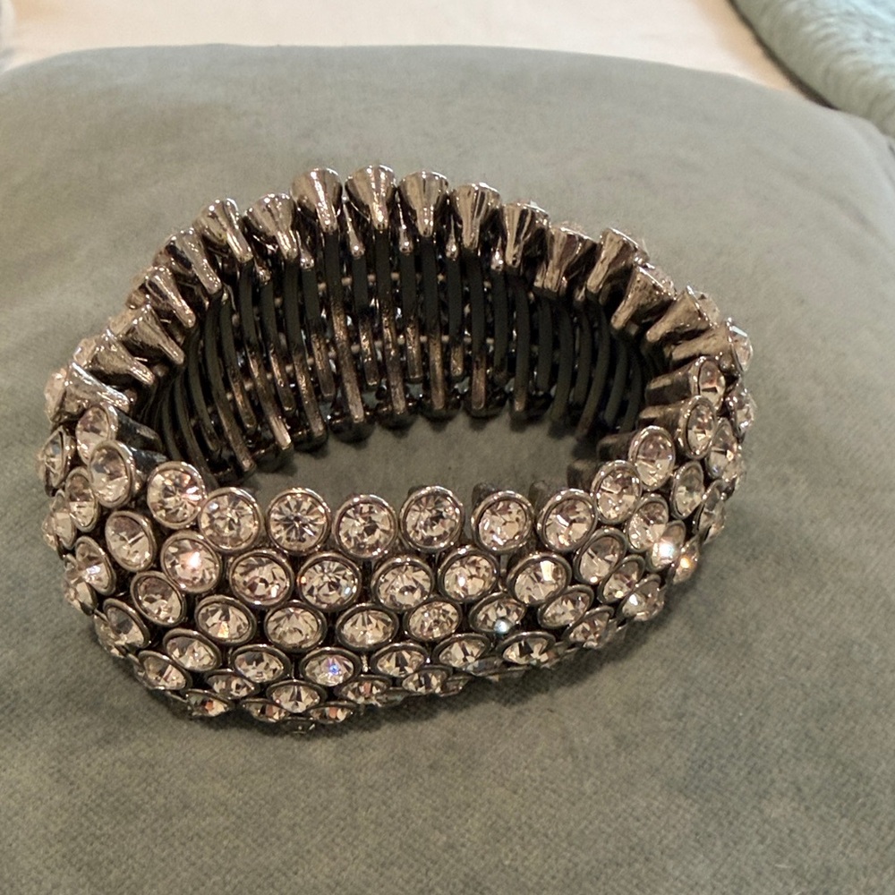 Crystal Pave Wide Cuff Bracelet - Silver Crystal - Picture 3 of 3